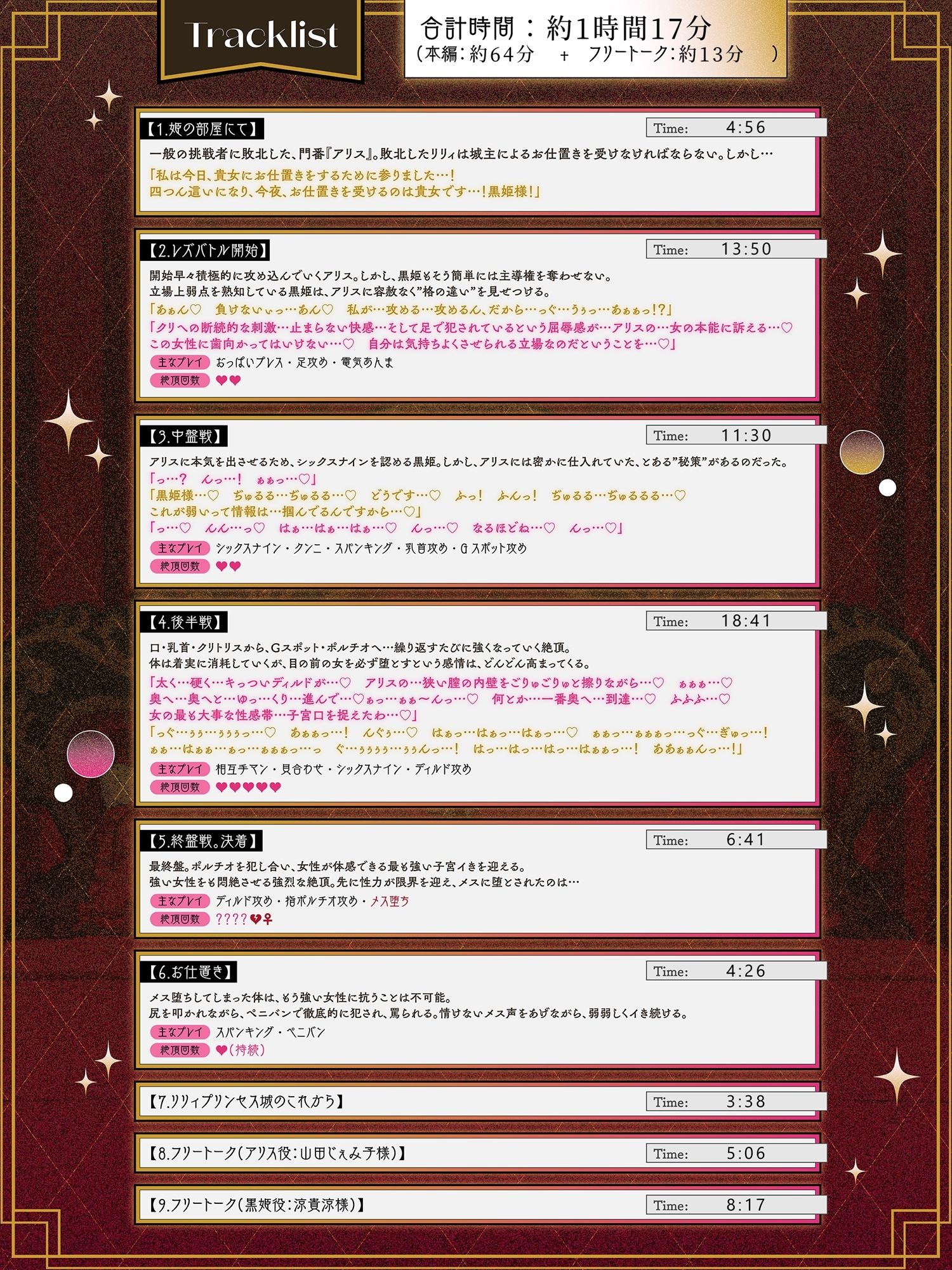 [下载/搬运/音声/生肉][RJ01630771]【KU100】リリィプリンセス・レズバトル『アリスvs黒姫』 新人風俗嬢がドSベテラン嬢へ挑むイかせ合いレズセックスバトル！[ゆりしすたーず][2026]